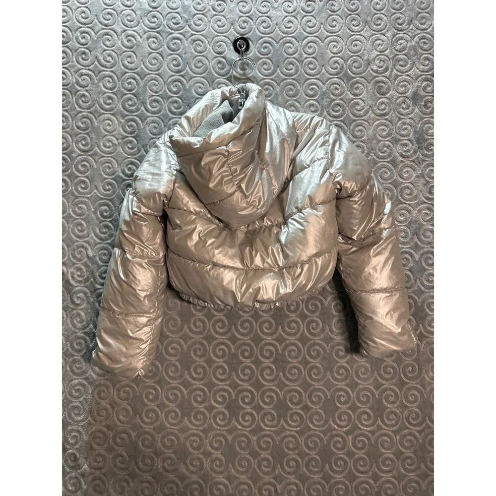 All in Motion Girls Puffer Jacket Metallic‎ Silver Water Wind Resistant Size S